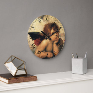 Sistine Madonna Angels by Raphael Sanzio Large Clock