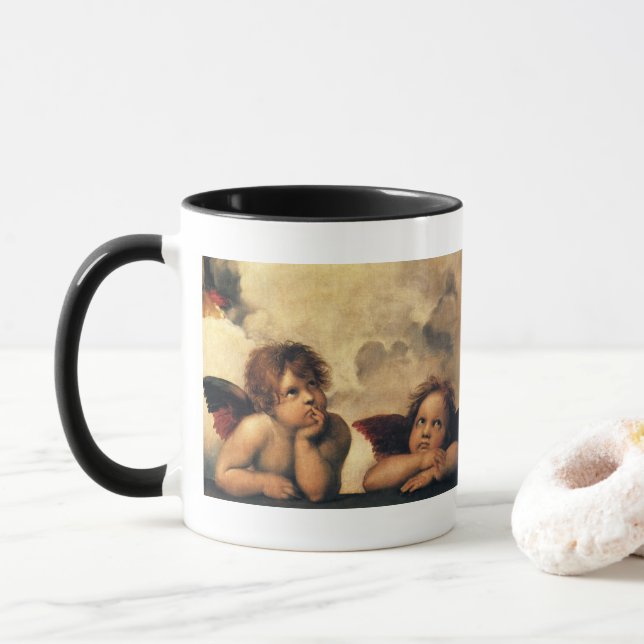 Sistine Madonna Angels by Raphael Sanzio Mug (With Donut)