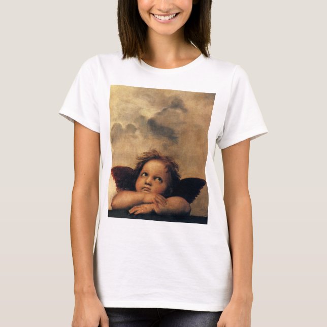 Sistine Madonna Angels by Raphael Sanzio T-Shirt (Front)