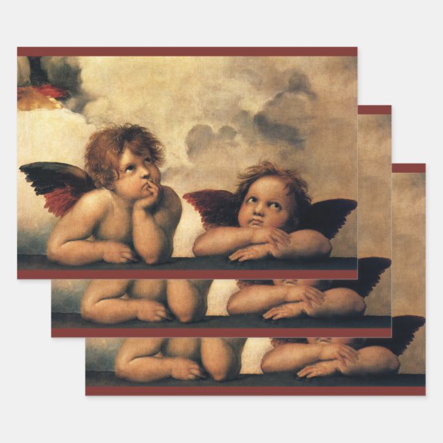 Sistine Madonna Angels by Raphael Sanzio Wrapping Paper Sheet (Set)