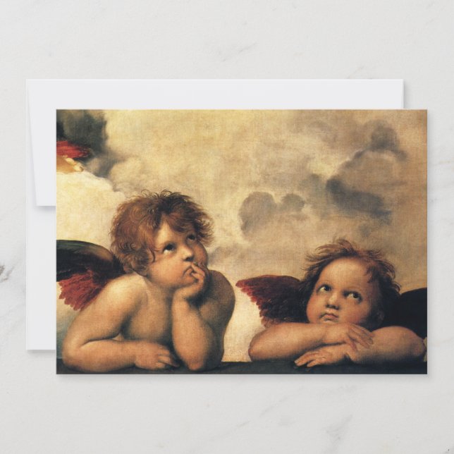 Sistine Madonna Angels by Raphael Wedding Invitation (Front)