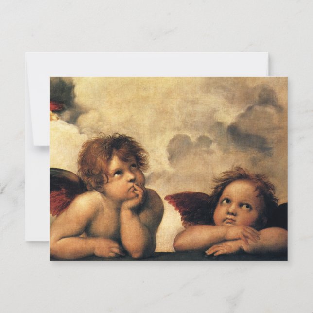 Sistine Madonna Angels by Raphael Wedding Save The Date (Front)