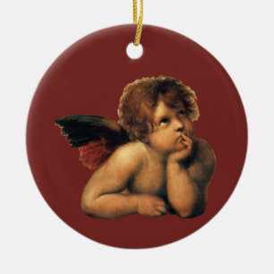 Sistine Madonna, Angels detail by Raphael Sanzio Ceramic Tree Decoration