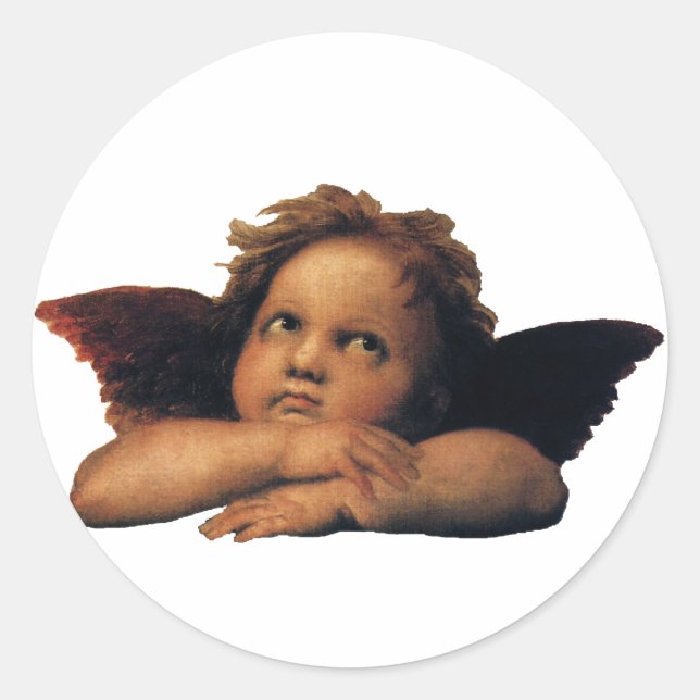 Sistine Madonna, Angels detail by Raphael Sanzio Classic Round Sticker (Front)