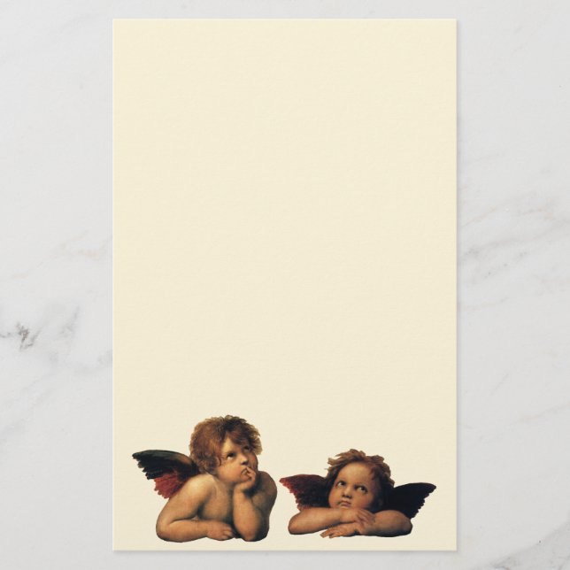 Sistine Madonna, Angels detail by Raphael Sanzio Stationery (Front)