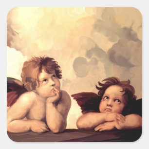 Sistine Madonna Cherubs Raffaelo Sanzio Square Sticker