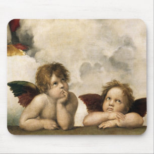 Sistine Madonna Detail, Raphael Mouse Pad