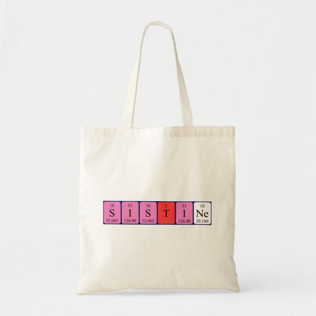 Sistine periodic table name tote bag (Front)
