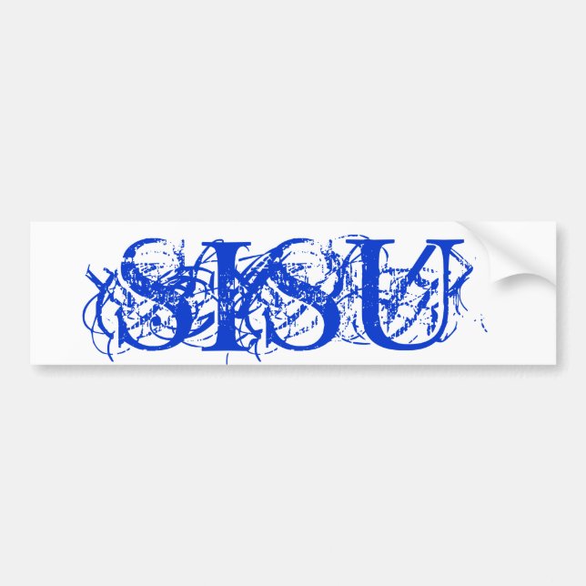 SISU Abstract Blue Text on White Bumper Sticker (Front)