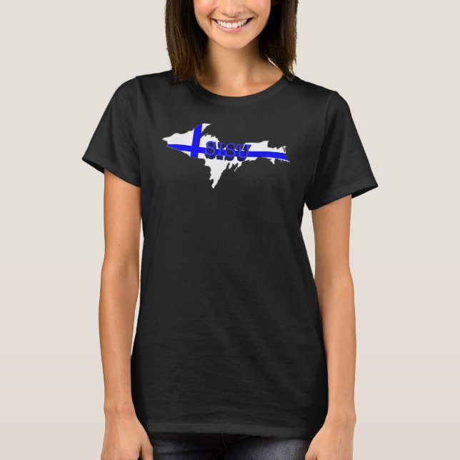 SISU Finland Flag Upper Peninsula TShirt Finnish Y (Front)