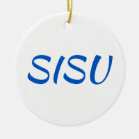 SISU Ornament (Round; White; Finnish Ornament)