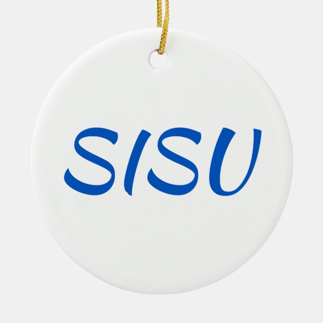 SISU Ornament (Round; White; Finnish Ornament) (Front)