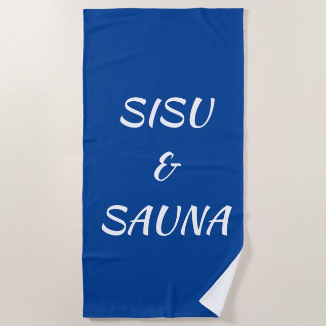 SISU & Sauna Finnish Beach Towel (Blue) (Front)