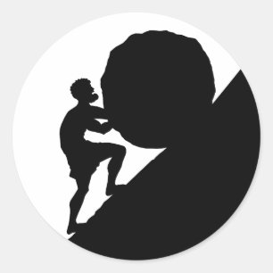 Sisyphus and Rock, Greek Mythology Classic Round Sticker