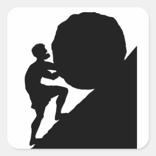 Sisyphus and Rock, Greek Mythology Square Sticker