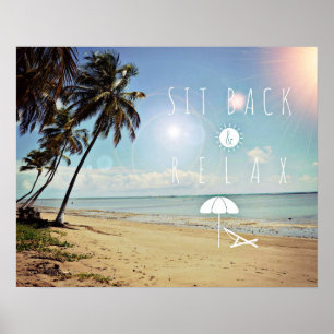 Sit back and Relax Palm Trees on a Tropical Beach Poster