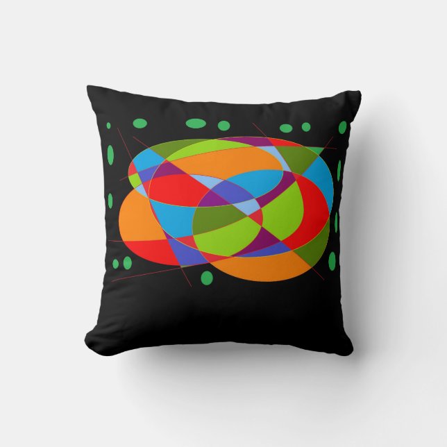 Sit right down logo message green red orange cushion (Front)