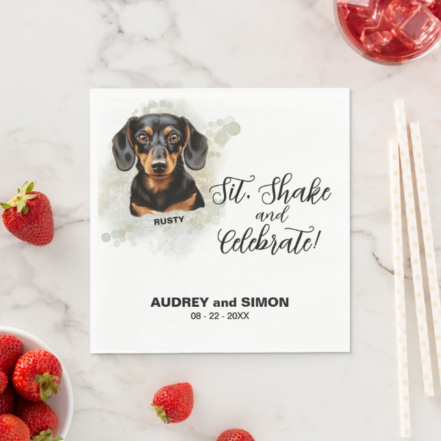 Sit, Shake & Celebrate Dachshund Napkin (Insitu)