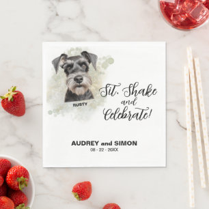 Sit, Shake & Celebrate Miniature Schnauzer Wedding Napkin