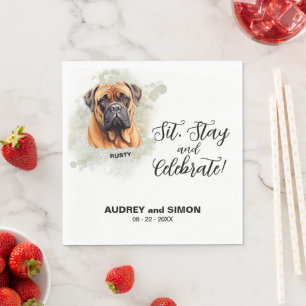 Sit, Stay & Celebrate Bullmastiff Wedding Napkin