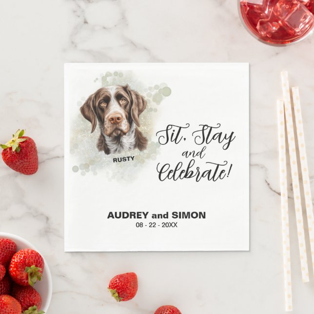 Sit, Stay & Celebrate German Wirehaired Pointer Napkin (Insitu)