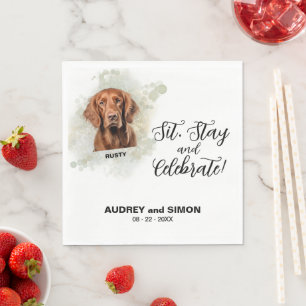 Sit, Stay & Celebrate Irish Setter Wedding Drink Napkin