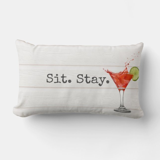 Sit. Stay. Cocktail Lumbar Cushion (Front)