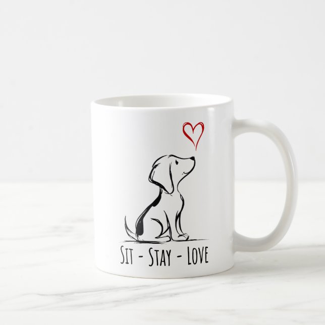 Sit-Stay-Love Beagle Coffee Mug (Right)