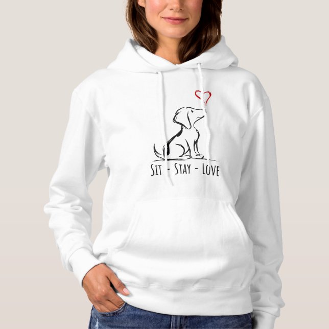 Sit-Stay-Love Beagle Hoodie (Front)