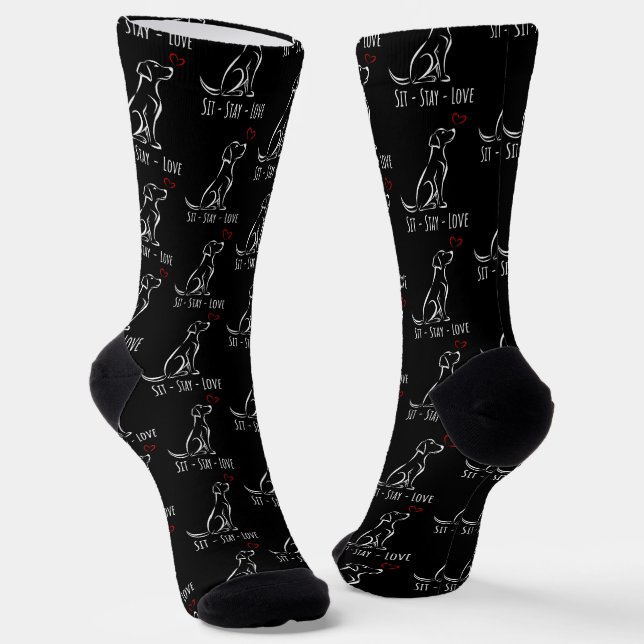 Sit-Stay-Love Labrador Socks (Angled)