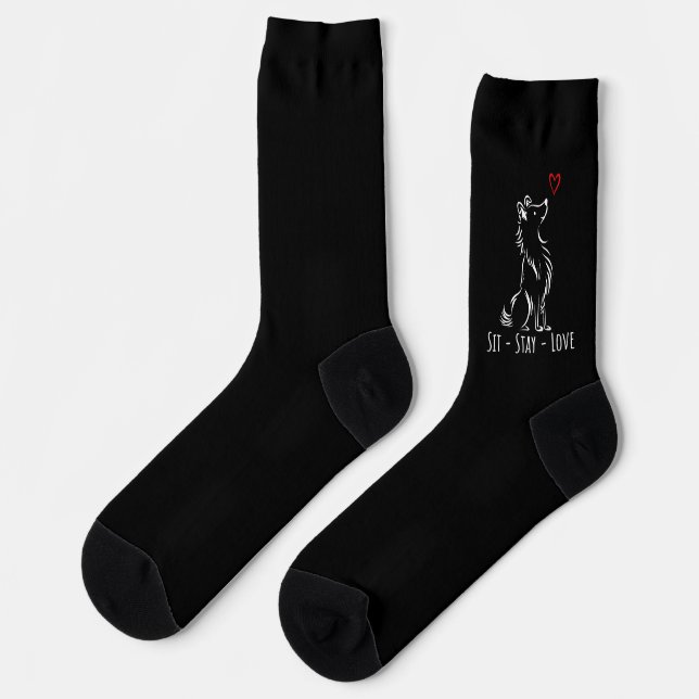 Sit-Stay-Love Sheltie Socks (Left)