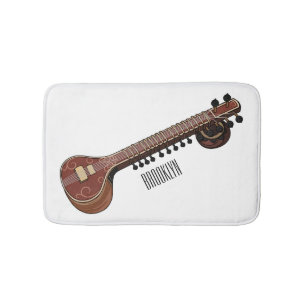 Sitar cartoon illustration bath mat
