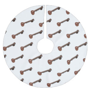 Sitar cartoon illustration brushed polyester tree skirt