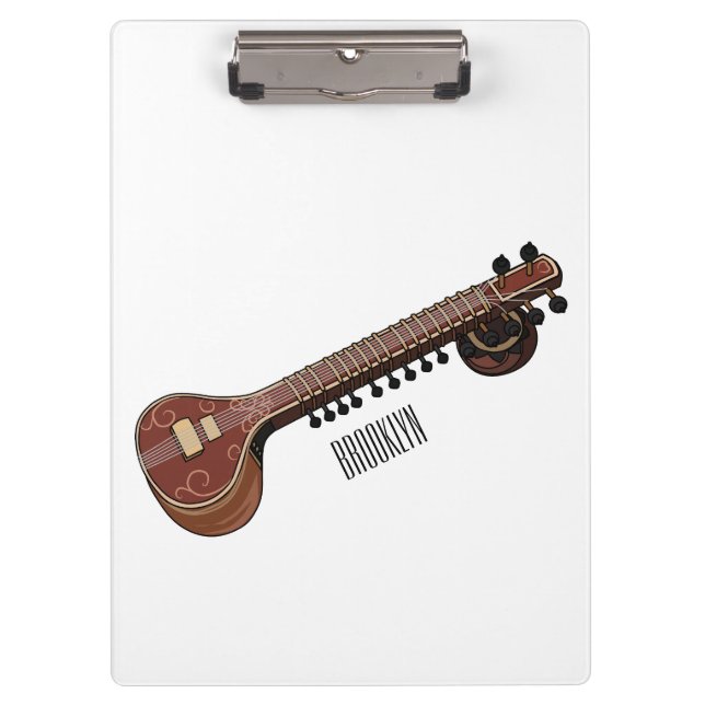 Sitar cartoon illustration clipboard (Front)