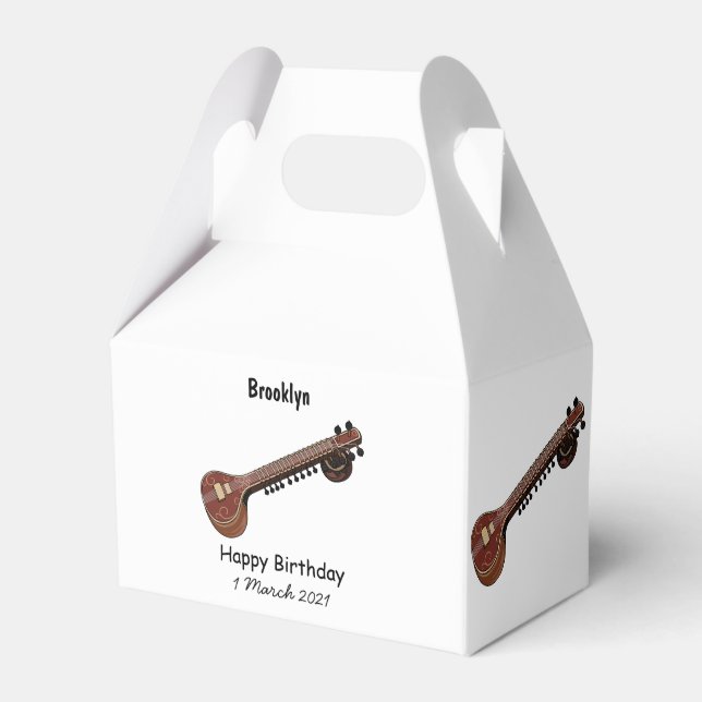Sitar cartoon illustration favour box (Front Side)