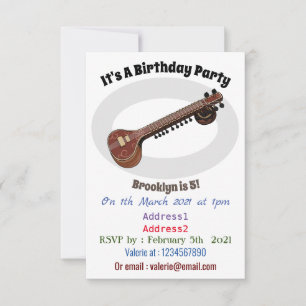 Sitar cartoon illustration invitation