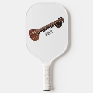 Sitar cartoon illustration pickleball paddle