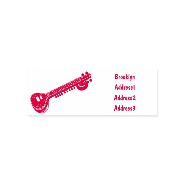 Sitar cartoon illustration self-inking stamp (Design)