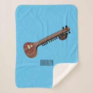 Sitar cartoon illustration sherpa blanket