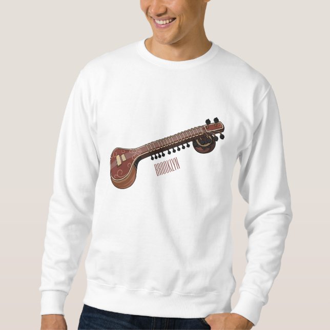 Sitar cartoon illustration sweatshirt (Front)