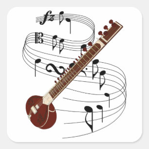 Sitar Square Sticker