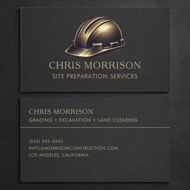 Site Preparation Services Hard Hat Professional Business Card (Creator Uploaded)