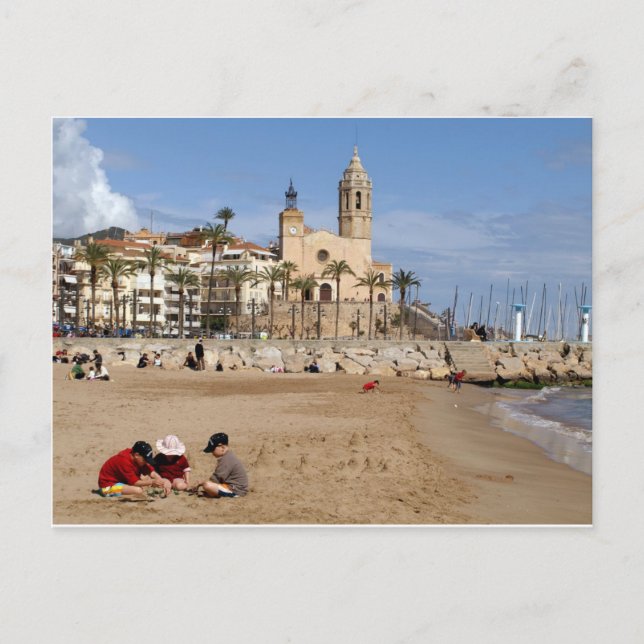 Sitges, Barcelona, jocs a la platja Postcard (Front)