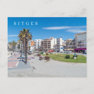 Sitges town view postcard