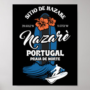 Sitio De Nazare Portugal Beach Surfing Souvenir Su Poster