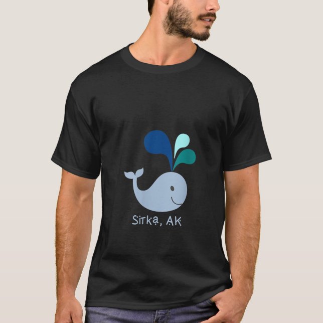 Sitka Alaska Cute Whale Lover Cartoon T-Shirt (Front)