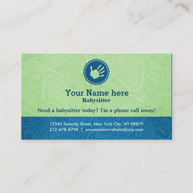 Sitter business cards (Front)