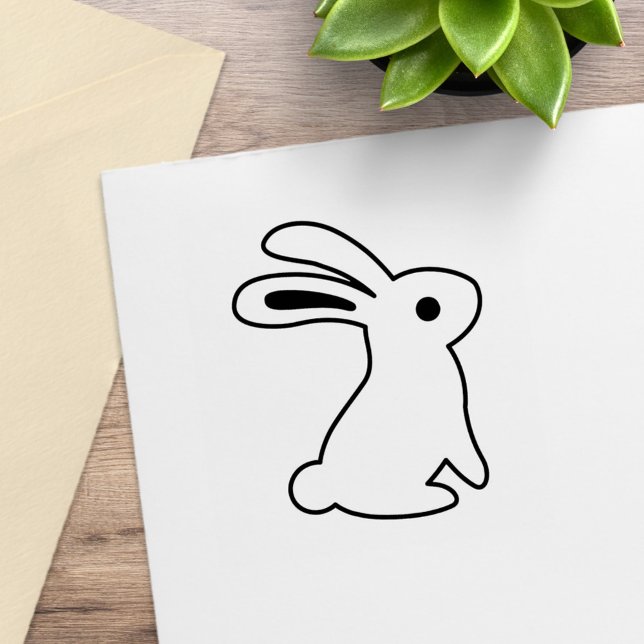 Sitting Alert Bunny Rabbit Colour Me Rubber Stamp (Creator Uploaded)