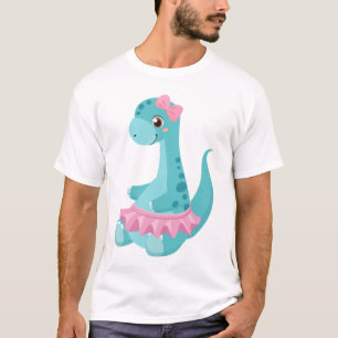 Sitting baby dinosaur with pink ballet tutu T-Shirt