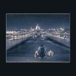Sitting before St. Paul's Cathedral, London Postcard<br><div class="desc">A man sits on the Millennium bridge looking across the River Thames at St. Paul's Cathedral,  London</div>